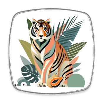 Tigre majestueux dans la jungle tropicale - Magnet carré - blanc - Devant