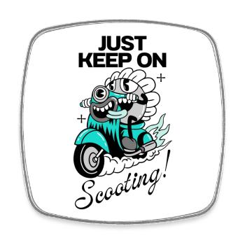 Wild Ride – Cartoon Scooter Rebel - Square fridge magnet - white - Front