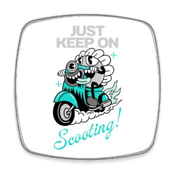 Just Keep On Scooting – Comic Scooter Fun - Viereckiger Kühlschrankmagnet - Weiß - Vorne