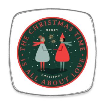 Christmas Duet: Love Sparks - Square fridge magnet - white - Front