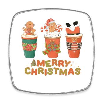 Festive Christmas Motifs on Beverage Mug - Square fridge magnet - white - Front