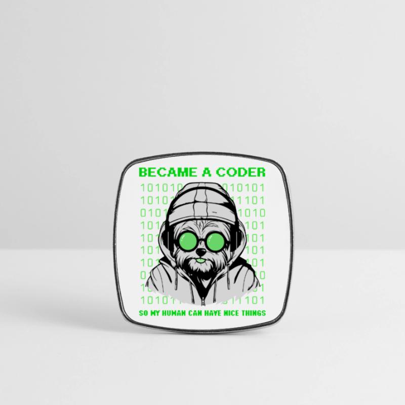 Devenu codeur – Hacker Dog Binary Look Magnet carré