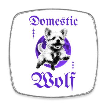 Domestic Wolf – Gothic Dog with Moon - Square fridge magnet - white - Front