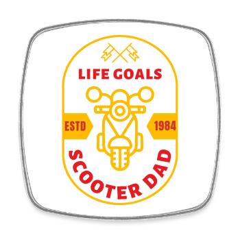 Scooter Dad – Vintage Motorroller Badge - Viereckiger Kühlschrankmagnet - Weiß - Vorne