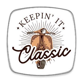 Keepin' It Classic – Vintage Scooter Look - Square fridge magnet - white - Front