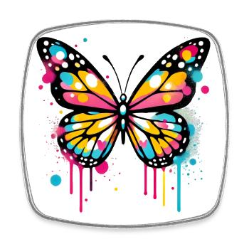 Papillon - Magnet carré - blanc - Devant