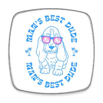 Man’s Best Dude – Cooler Hund mit Sonnenbrille - Viereckiger Kühlschrankmagnet - Weiß - Vorne