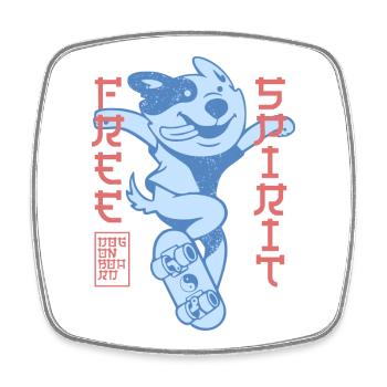 Skater Dog – Look de style urbain japonais - Magnet carré - blanc - Devant