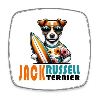 Jack Russell Terrier Surfing Design - Square fridge magnet - white - Front