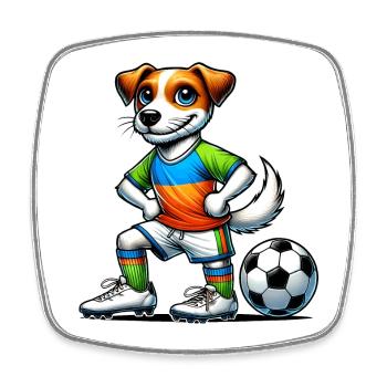 Jack Russell Terrier Fußballer - Viereckiger Kühlschrankmagnet - Weiß - Vorne