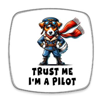 Pilote Jack Russell Terrier - Magnet carré - blanc - Devant