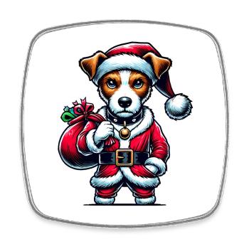 Jack Russell Terrier Weihnachtsmann - Viereckiger Kühlschrankmagnet - Weiß - Vorne