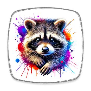 Raccoon - Square fridge magnet - white - Front