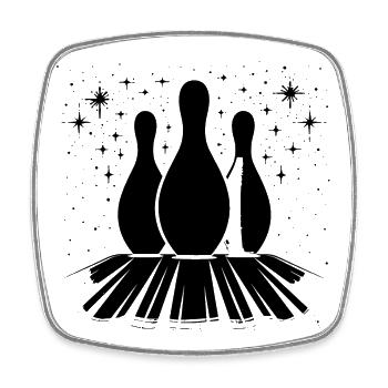 Quilles Bowling - Magnet carré - blanc - Devant