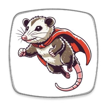 Superpossum - Viereckiger Kühlschrankmagnet - Weiß - Vorne