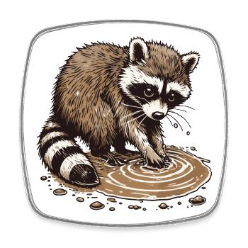 Waschbär - Viereckiger Kühlschrankmagnet - Weiß - Vorne