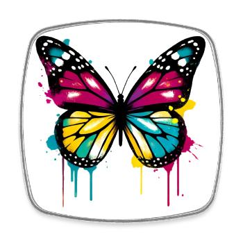 Papillon - Magnet carré - blanc - Devant