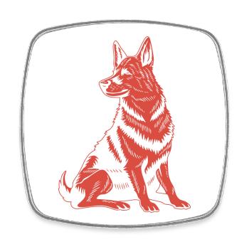 Treuer Schäferhund – Klassische Hundegrafik - Viereckiger Kühlschrankmagnet - Weiß - Vorne