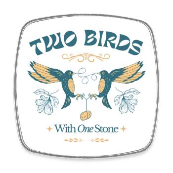 Two Birds One Stone – Vintage Vogelillustration - Viereckiger Kühlschrankmagnet - Weiß - Vorne