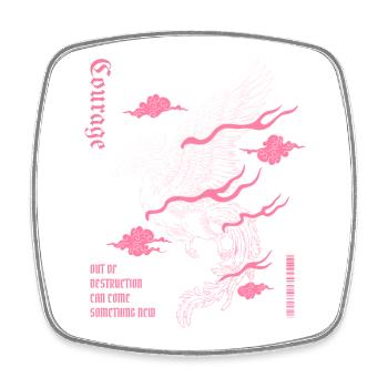 Courage – Phoenix Rebirth Design - Square fridge magnet - white - Front