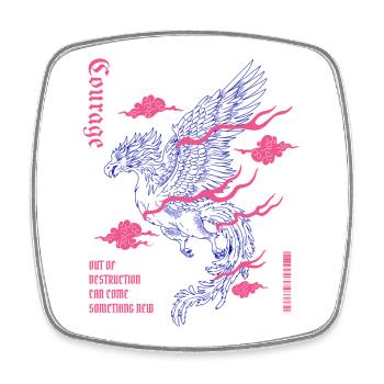 Courage – Phoenix of Rebirth - Square fridge magnet - white - Front