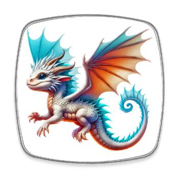 Drache - Viereckiger Kühlschrankmagnet - Weiß - Vorne