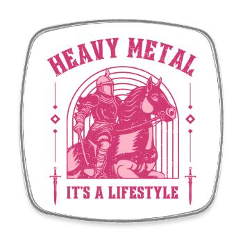 Heavy Metal – Knight & Horse Medieval Design - Square fridge magnet - white - Front