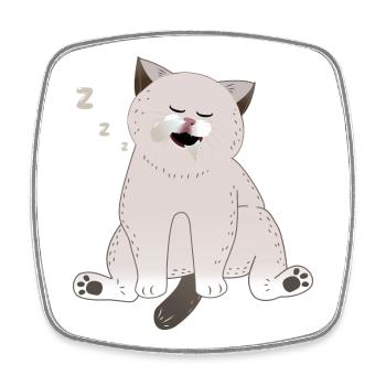 schlafende Katze - Viereckiger Kühlschrankmagnet - Weiß - Vorne
