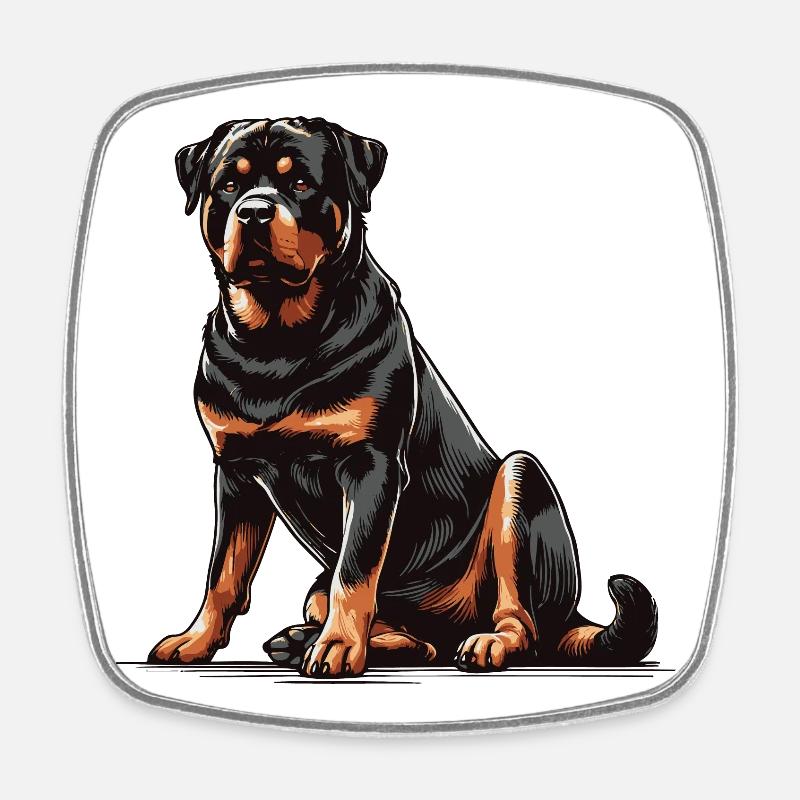 Rottweiler - Magnet carré - blanc