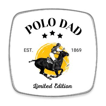 Polo Rider – Dynamisches Sportdesign - Viereckiger Kühlschrankmagnet - Weiß - Vorne