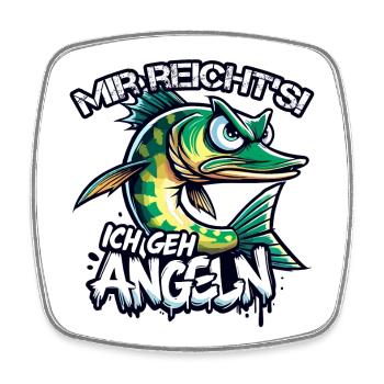 Mir reichts ich geh Angeln Hecht Geschenk - Viereckiger Kühlschrankmagnet - Weiß - Vorne