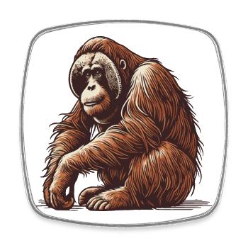 Orang Utan - Viereckiger Kühlschrankmagnet - Weiß - Vorne