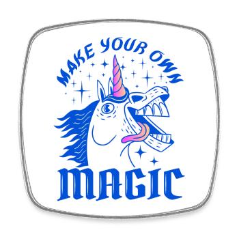 Make Your Own Magic – Wild Unicorn Design - Square fridge magnet - white - Front