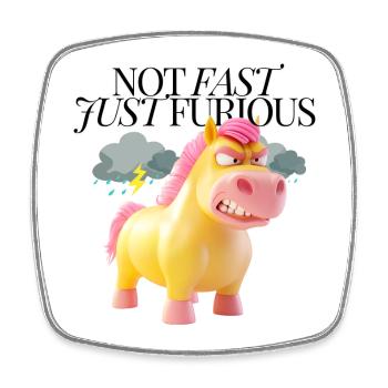 Grumpy Unicorn – Angry Cartoon Unicorn - Square fridge magnet - white - Front