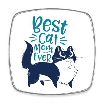 Meilleure maman chat de tous les temps - Motif de chat aimant - Magnet carré - blanc - Devant
