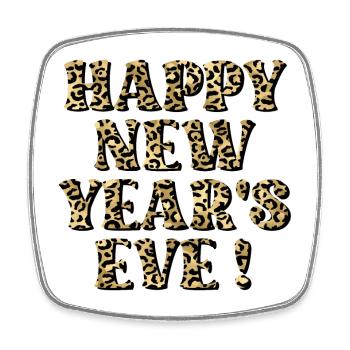 HAPPY NEW YEARS EVE WISHES LEOPARD - Square fridge magnet - white - Front