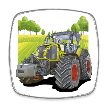 Tracteur dans les champs - Magnet carré - blanc - Devant