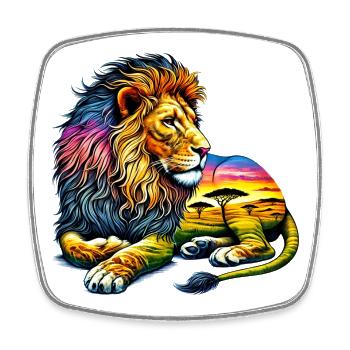 Lion - Square fridge magnet - white - Front