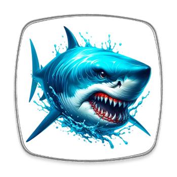 Requin - Magnet carré - blanc - Devant