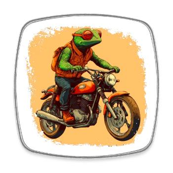 Chameleon Moto / Motard Caméléon - Magnet carré - blanc - Devant