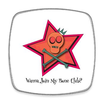 Wanna Join My Bone Club? – Skull Star! - Square fridge magnet - white - Front