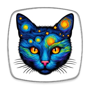 Cat - Square fridge magnet - white - Front