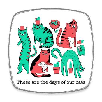 Cat chaos in pop art style - Square fridge magnet - white - Front