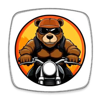 Bears Motorcycle - Square fridge magnet - white - Front