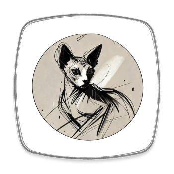 Sphynxporträt Kira - Viereckiger Kühlschrankmagnet - Weiß - Vorne