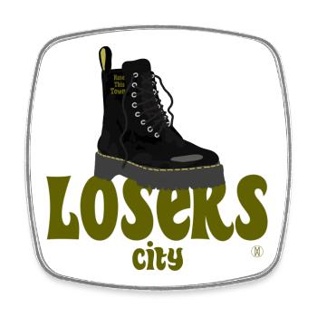 Hate this town Losers city doc edition - Square fridge magnet - white - Front