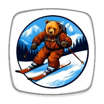Ski Bären - Viereckiger Kühlschrankmagnet - Weiß - Vorne