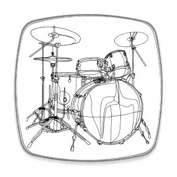 Croquis de tambour - Magnet carré - blanc - Devant