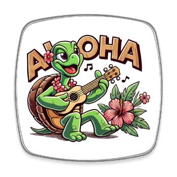 Aloha Schildkröte Ukulele Hawaii Hibiskus Geschenk - Viereckiger Kühlschrankmagnet - Weiß - Vorne