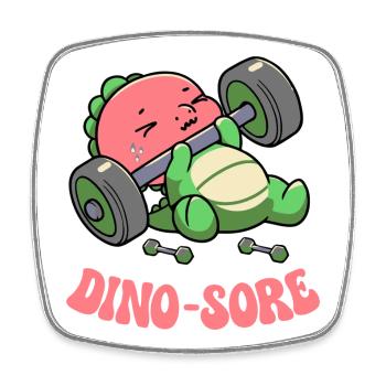 Dino Sore Gym Fitness Haltérophilie Gym d’entraînement - Magnet carré - blanc - Devant